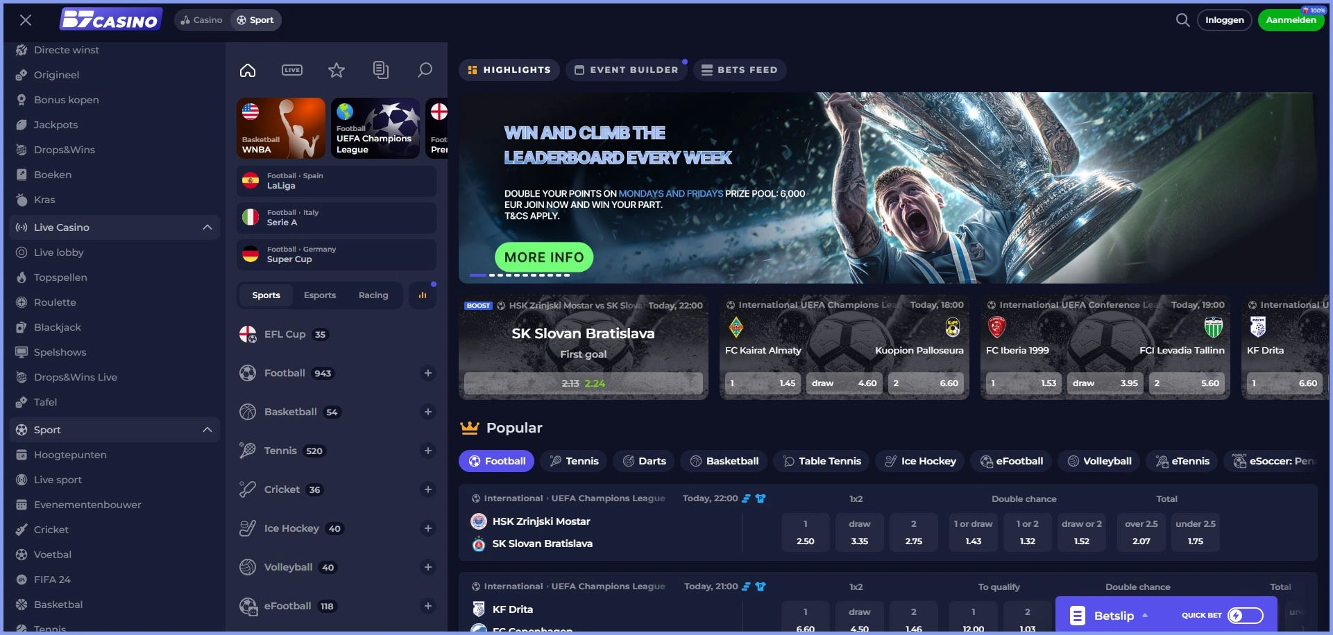 Zet vooraf in op sportwedstrijden